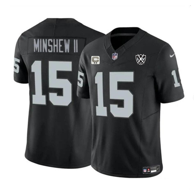 Men's Las Vegas Raiders #15 Gardner Minshew II Black 2024 F.U.S.E 65th Anniversary Patch Vapor Football Stitched Jersey